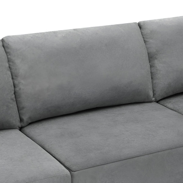 HomeRoots 116" Gray Fabric Modular Wood Sofa – Stylish, Spacious Seating for 5 with Durable Comfort & Flexibility 568296