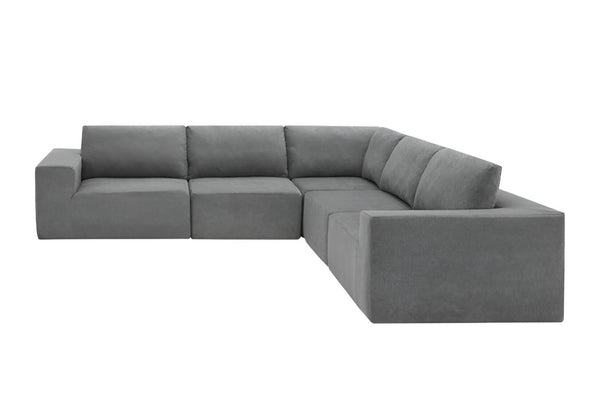 HomeRoots 116" Gray Fabric Modular Wood Sofa – Stylish, Spacious Seating for 5 with Durable Comfort & Flexibility 568296
