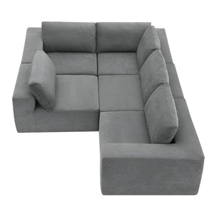 HomeRoots 116" Gray Fabric Modular Wood Sofa – Stylish, Spacious Seating for 5 with Durable Comfort & Flexibility 568296