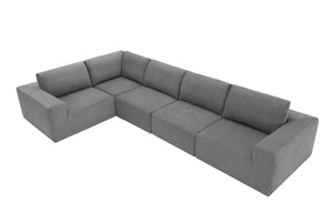 HomeRoots 116" Gray Fabric Modular Wood Sofa – Stylish, Spacious Seating for 5 with Durable Comfort & Flexibility 568296