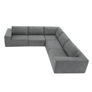HomeRoots 116" Gray Fabric Modular Wood Sofa – Stylish, Spacious Seating for 5 with Durable Comfort & Flexibility 568296