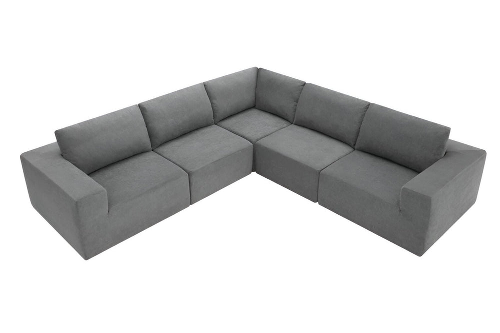 HomeRoots 116" Gray Fabric Modular Wood Sofa – Stylish, Spacious Seating for 5 with Durable Comfort & Flexibility 568296