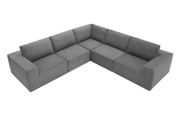 HomeRoots 116" Gray Fabric Modular Wood Sofa – Stylish, Spacious Seating for 5 with Durable Comfort & Flexibility 568296