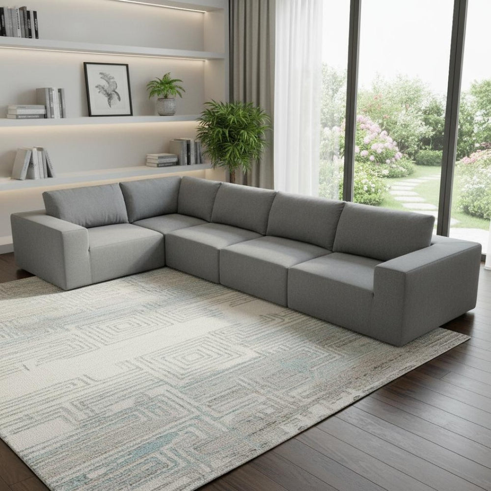 HomeRoots 116" Gray Fabric Modular Wood Sofa – Stylish, Spacious Seating for 5 with Durable Comfort & Flexibility 568296