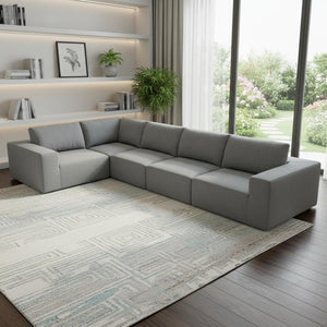 HomeRoots 116" Gray Fabric Modular Wood Sofa – Stylish, Spacious Seating for 5 with Durable Comfort & Flexibility 568296