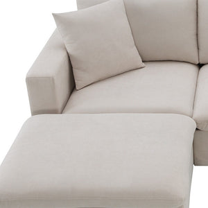 HomeRoots 65" Beige Modular Sofa with Black Legs - Stylish, Comfortable Design Perfect for Modern Living Spaces 568297