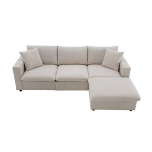 HomeRoots 65" Beige Modular Sofa with Black Legs - Stylish, Comfortable Design Perfect for Modern Living Spaces 568297
