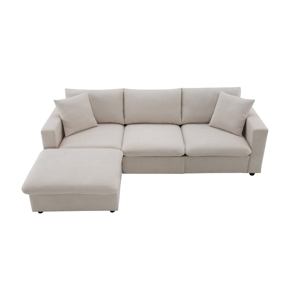 HomeRoots 65" Beige Modular Sofa with Black Legs - Stylish, Comfortable Design Perfect for Modern Living Spaces 568297