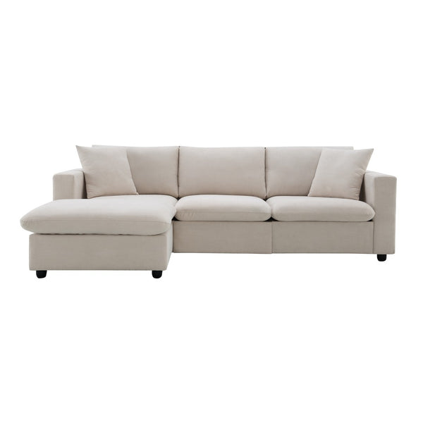 HomeRoots 65" Beige Modular Sofa with Black Legs - Stylish, Comfortable Design Perfect for Modern Living Spaces 568297