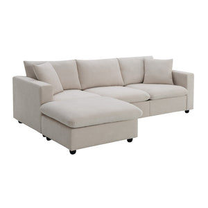 HomeRoots 65" Beige Modular Sofa with Black Legs - Stylish, Comfortable Design Perfect for Modern Living Spaces 568297