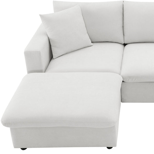 HomeRoots 65" White Fabric Modular Sofa - Stylish Armless Design with Black Legs for Modern Living Spaces 568298