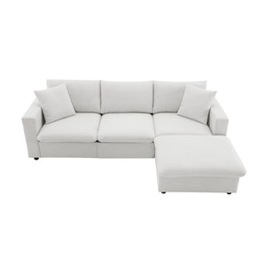 HomeRoots 65" White Fabric Modular Sofa - Stylish Armless Design with Black Legs for Modern Living Spaces 568298
