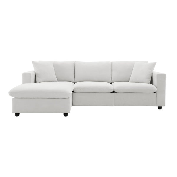 HomeRoots 65" White Fabric Modular Sofa - Stylish Armless Design with Black Legs for Modern Living Spaces 568298