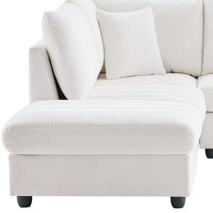 HomeRoots 79" White Fabric Modular Sofa - Sleek Design with Black Legs, Perfect for Modern Living Spaces! 568300