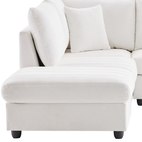 HomeRoots 79" White Fabric Modular Sofa - Sleek Design with Black Legs, Perfect for Modern Living Spaces! 568300