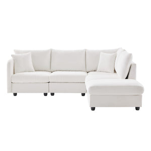 HomeRoots 79" White Fabric Modular Sofa - Sleek Design with Black Legs, Perfect for Modern Living Spaces! 568300