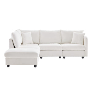 HomeRoots 79" White Fabric Modular Sofa - Sleek Design with Black Legs, Perfect for Modern Living Spaces! 568300
