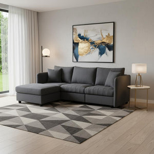 HomeRoots 79" Dark Gray Modular Sofa with Black Legs – Contemporary Comfort, Versatile Style & Easy Care 568301