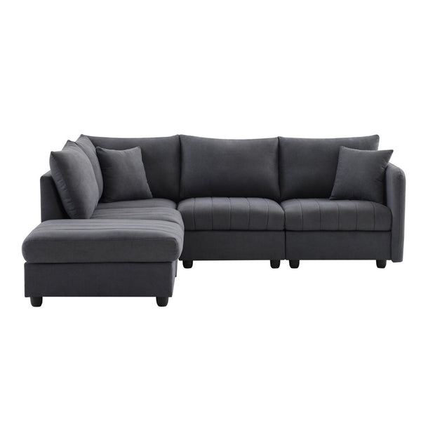 HomeRoots 79" Dark Gray Modular Sofa with Black Legs – Contemporary Comfort, Versatile Style & Easy Care 568301
