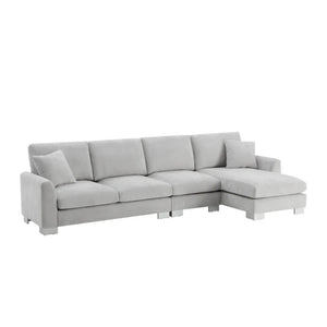 HomeRoots 55" Light Gray Modular Sofa with Pocket Spring Comfort and Durable Black Legs for Modern Living Spaces 568302