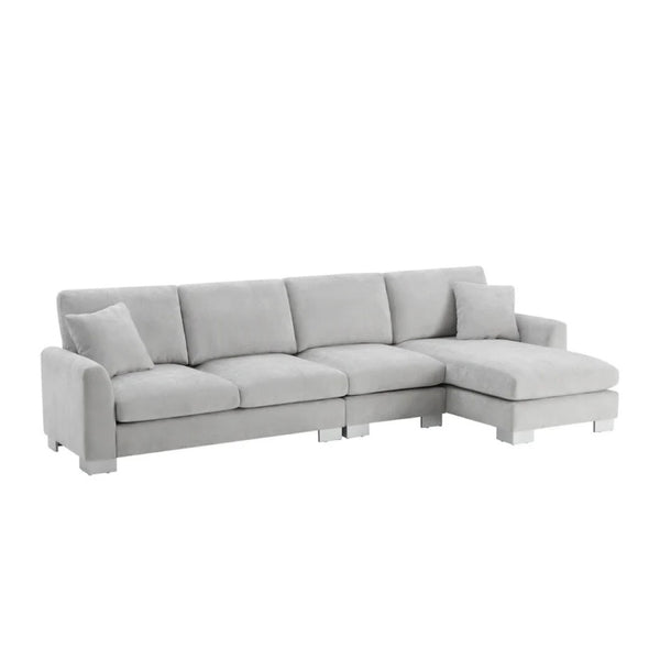 HomeRoots 55" Light Gray Modular Sofa with Pocket Spring Comfort and Durable Black Legs for Modern Living Spaces 568302