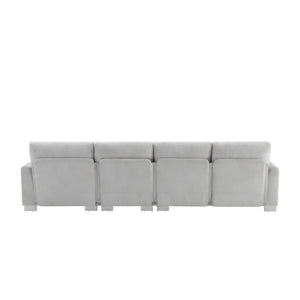 HomeRoots 55" Light Gray Modular Sofa with Pocket Spring Comfort and Durable Black Legs for Modern Living Spaces 568302