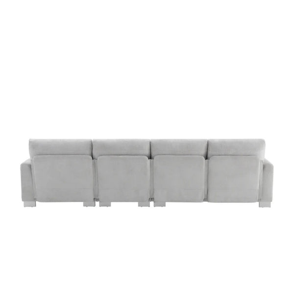 HomeRoots 55" Light Gray Modular Sofa with Pocket Spring Comfort and Durable Black Legs for Modern Living Spaces 568302