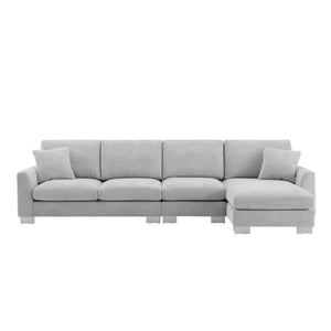 HomeRoots 55" Light Gray Modular Sofa with Pocket Spring Comfort and Durable Black Legs for Modern Living Spaces 568302