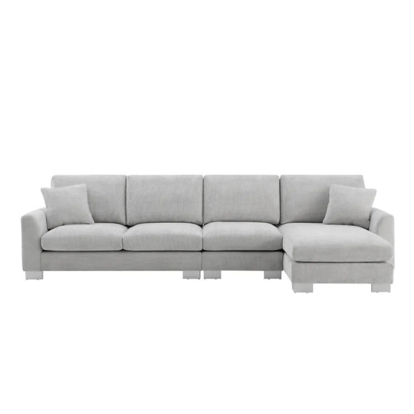 HomeRoots 55" Light Gray Modular Sofa with Pocket Spring Comfort and Durable Black Legs for Modern Living Spaces 568302