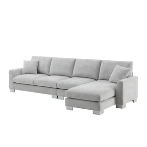 HomeRoots 55" Light Gray Modular Sofa with Pocket Spring Comfort and Durable Black Legs for Modern Living Spaces 568302