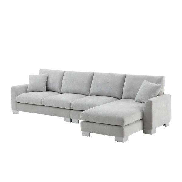 HomeRoots 55" Light Gray Modular Sofa with Pocket Spring Comfort and Durable Black Legs for Modern Living Spaces 568302