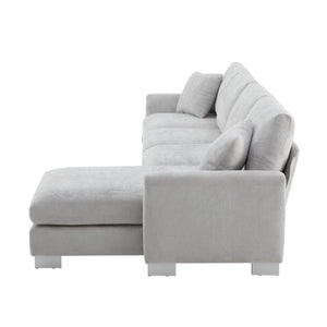 HomeRoots 55" Light Gray Modular Sofa with Pocket Spring Comfort and Durable Black Legs for Modern Living Spaces 568302