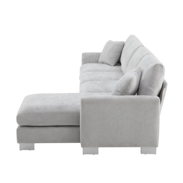 HomeRoots 55" Light Gray Modular Sofa with Pocket Spring Comfort and Durable Black Legs for Modern Living Spaces 568302