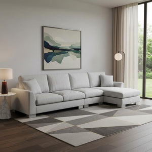HomeRoots 55" Light Gray Modular Sofa with Pocket Spring Comfort and Durable Black Legs for Modern Living Spaces 568302