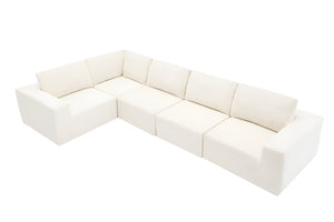 HomeRoots 116" Beige Modular Sofa - Contemporary Design with Pocket-Spring Comfort & Easy Maintenance Features 568303