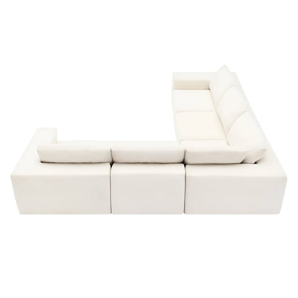 HomeRoots 116" Beige Modular Sofa - Contemporary Design with Pocket-Spring Comfort & Easy Maintenance Features 568303