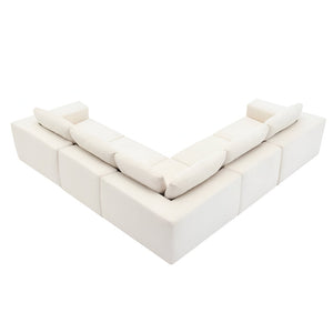 HomeRoots 116" Beige Modular Sofa - Contemporary Design with Pocket-Spring Comfort & Easy Maintenance Features 568303