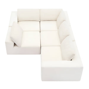 HomeRoots 116" Beige Modular Sofa - Contemporary Design with Pocket-Spring Comfort & Easy Maintenance Features 568303