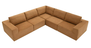 HomeRoots 116" Brown Fabric Modular Sofa - Contemporary Armless Design with Black Legs for Modern Living Rooms 568304