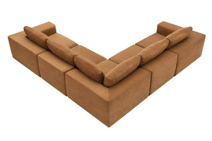 HomeRoots 116" Brown Fabric Modular Sofa - Contemporary Armless Design with Black Legs for Modern Living Rooms 568304