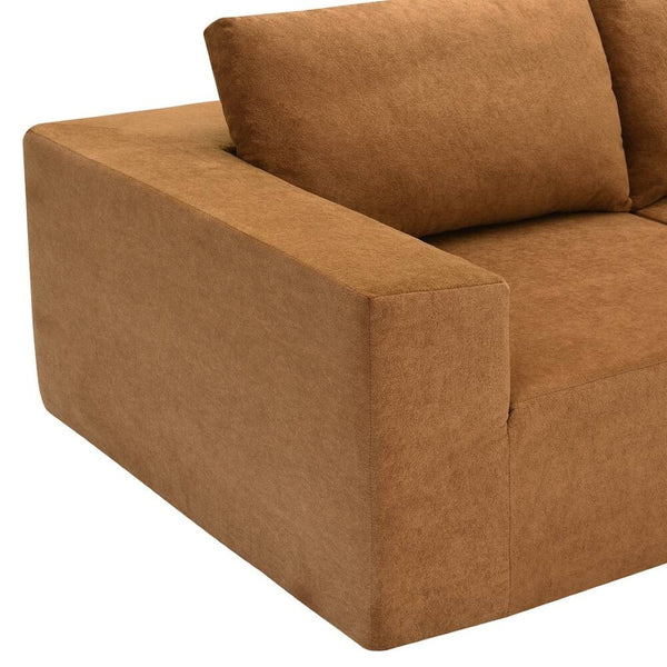 HomeRoots 116" Brown Fabric Modular Sofa - Contemporary Armless Design with Black Legs for Modern Living Rooms 568304