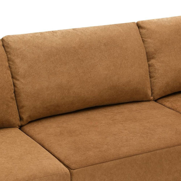 HomeRoots 116" Brown Fabric Modular Sofa - Contemporary Armless Design with Black Legs for Modern Living Rooms 568304