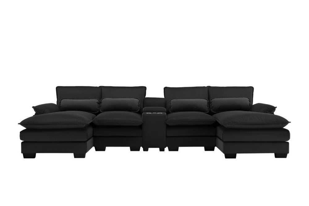 HomeRoots 55" Black Fabric Modular USB Sofa - Stylish, Flexible Seating with Pocket Spring Comfort & Easy Care 568305