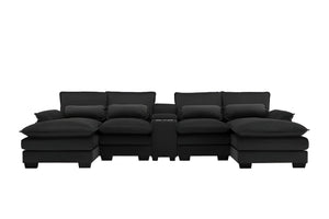 HomeRoots 55" Black Fabric Modular USB Sofa - Stylish, Flexible Seating with Pocket Spring Comfort & Easy Care 568305