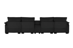HomeRoots 55" Black Fabric Modular USB Sofa - Stylish, Flexible Seating with Pocket Spring Comfort & Easy Care 568305