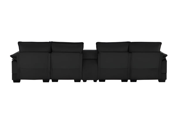 HomeRoots 55" Black Fabric Modular USB Sofa - Stylish, Flexible Seating with Pocket Spring Comfort & Easy Care 568305