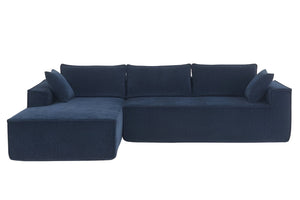 HomeRoots 72" Modular Dark Blue Fabric Sofa with Armless Design, Black Legs - Stylish & Comfortable Seating for 4 568306