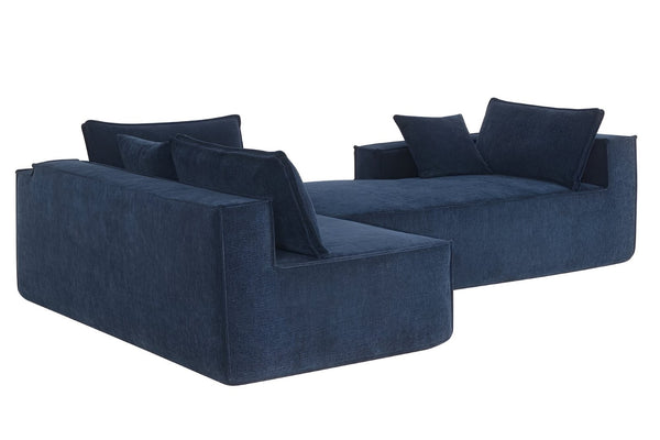 HomeRoots 72" Modular Dark Blue Fabric Sofa with Armless Design, Black Legs - Stylish & Comfortable Seating for 4 568306
