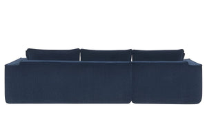 HomeRoots 72" Modular Dark Blue Fabric Sofa with Armless Design, Black Legs - Stylish & Comfortable Seating for 4 568306