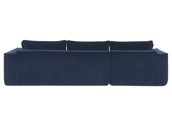 HomeRoots 72" Modular Dark Blue Fabric Sofa with Armless Design, Black Legs - Stylish & Comfortable Seating for 4 568306
